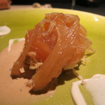 エクアトゥール - ズワイガニと雲丹、フカヒレのジュレ、甲殻類とエストラゴンソース