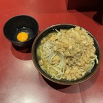 ラーメン二郎 - 豚1枚ラーメン（麺少なめ）、アブラ、つけ麺味、生卵