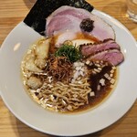 中華そば いち松 - 地鶏のらぁめん～青森シャモロックのサオタンスープトリュフのデュクセルを添えて～｣（1500円）＋わんたん（200円）