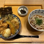 おだしうどん 釜飯 かかや - 【鶏の親子丼天丼】【セットうどん　ミニぶっかけ】