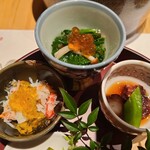 やきとり割烹 旬季 - 先付けから美味しくて期待が膨らみました♡