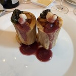 ル・ブルギニオン - エスカルゴと牛胃のローストが牛骨髄の中に　赤ワインピュレソース