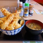 天丼・天ぷら本舗 さん天 - 料理写真:2025年2月 グランドスラム天丼貝汁(小)付+大海老天【税込1090+300円】