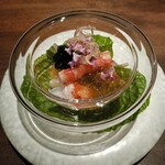 東麻布 いと - 天草車海老 帆立 花山葵 柑橘ゼリー