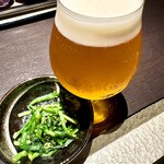 博多もつ鍋 やま中 - とりあえずの生ビールが美味しいと幸せな気持ちに。。。
