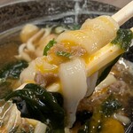 人力うどん - 黄身をからませながら〜