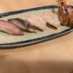 や台ずし 福井駅前町 - はまち　〆さば　赤海老