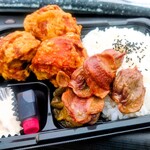 関根流 若鶏半身揚げ 二代目 とり家 - ザンギ弁当3個入り＋砂肝唐揚げ