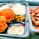 関根流 若鶏半身揚げ 二代目 とり家 - ザンギ弁当3個入り·砂肝唐揚げ