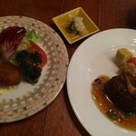 キッチン雅木 - 和風ハンバーグステーキとカニクリームコロッケ