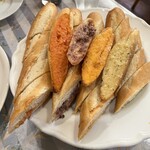 ドルチェモスカート - Pisaのバケッ塔　左から明太子、小豆、オマール海老、ガーリック