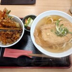 さと山 - さと山定食 温 1,000円＆きつね1枚 250円