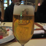 ISOLA - 生ビールのグラスには店舗名が★