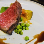 四ツ橋・新町 牡蠣と肉たらしビストロAKIRA - 淡路牛カイノミの炭火焼き、野菜も美味しい╰(*´︶`*)╯