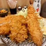 とんかつ芝 - ミックスかつ定食