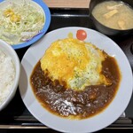 松屋 - 料理写真:「オムデミハンバーグ定食」1,180円也。税込。アプリクーポン利用で1,080円也。