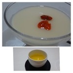 四川飯店 - デザートは「杏仁豆腐」「マンゴープリン」から選べます。
            ◆杏仁豆腐・・滑らかで美味しいですよ。