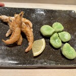 鮨料理 一高 - 博多湾 芝海老、初モノのそらまめ
