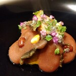 茂幸 - ◆先付﻿ 鮑を使った梅善哉(ぜんざい)