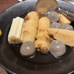 蔵元居酒屋 清龍 - おでん〜ちくわ✖️2、玉こんにゃく3個✖️2、ちくわぶ、たけのこ