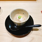 すし宮川 - 茶碗蒸し、聖護院かぶ、ふぐの白子炭火焼き