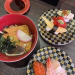 廻鮮寿し たいの鯛 神戸西店 - 北海三昧、冬三昧、娘用おうどん♪