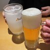 居酒屋 典典 - 乾杯　もう何回目か忘れた。ビールの泡がサーバーじゃ無いかの様な？？