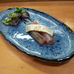 小判寿司 - 秋刀魚を酢味噌和えと炙りで。