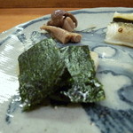 小判寿司 - 平貝磯部巻にぷりっぷりの穴子の肝｡