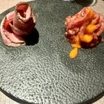 うし松 - 厳選和牛ローストビーフ、一口ユッケ