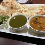 ラリ グラス - 料理写真:ほうれん草と野菜カレー＋ナンのセット