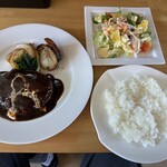 kitchenhiko - 【2026.1.24(土)】自家製デミグラスソースハンバーグ（ハンバーグ＋野菜サラダ＋ライス）1,500円