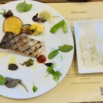 みんなの畑レストラン 収穫祭 - 川場村産武尊サーモンのグリル。ライス。