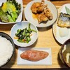 博多もつ鍋 やまや - 熟成鶏の唐揚げめんたい風味＆焼き塩さば定食