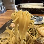 pasta家 - 「エビとブロッコリーのアーリオオーリオ」 ¥1,480＋「1.5倍 」 ¥450＋ 「牡蠣」¥700＋「アサリ」 ¥500＋「ベーコン」 ¥500