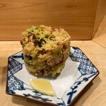 酒場 森下 - しらすと青さのかき揚げ