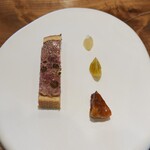 レストラン ウオゼン - パテアンクルート　鹿メイン　らきょうピクルス、佐渡の柿