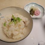 洛北荘 - ’15.01.03（土）　食事（鯛御飯・有馬山椒）香の物（三種盛り）