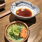 福福屋 - 真鱈白子入り鱈ちり鍋の薬味、ポン酢