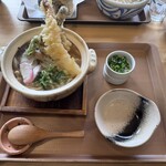 麦の杜 - 牡蠣天と大海老天の鍋焼うどん