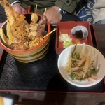串かど - やきとりえび天丼定食900円