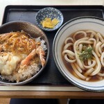 はま屋 - かけうどん+天とじ丼セット