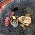 atri - 高知　四万十鶏胸肉ソテー
ふきのとう　アンチョビ　バルサミコ
蝦夷鹿ロースソテー