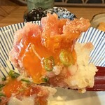 芝富士酒場 さく家 - ねぎとろ丼と温泉卵