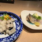 本通り 然然 - 穴子の炙り　1800円　シメサバの炙り　1200円