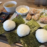 炭や - おむすびランチ3個唐揚げ