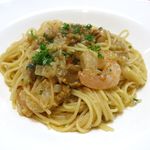 ポポロ広場 - エビとウニのスパゲティのアップ