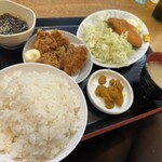 なんで、や - アジフライ&鶏の唐揚げ定食