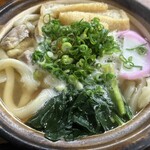 やぶ - 鍋焼きうどん♪ぶっとい食べ応えある麺に美味しいお出汁のスープ♪そして具たくさん♡
