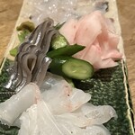 ビストロマルコ - お刺身盛り合わせ　のお漬物がこれまた美味　このお漬物を別盛りで頼みたくなる